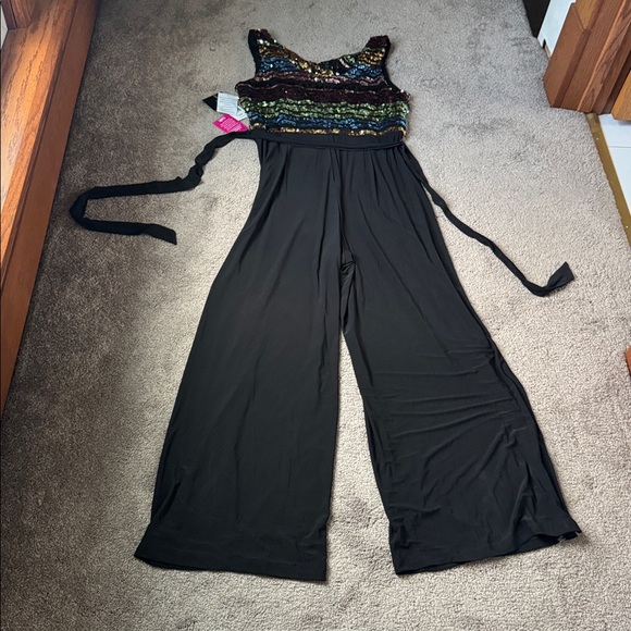 Gabby Skye Multicolor Sequin Jumpsuit SIZE 14 - Picture 3 of 7